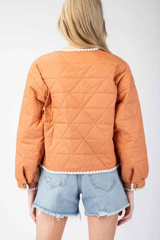 TERRACOTTA SCALLOP TRIM QUILTED JACKET