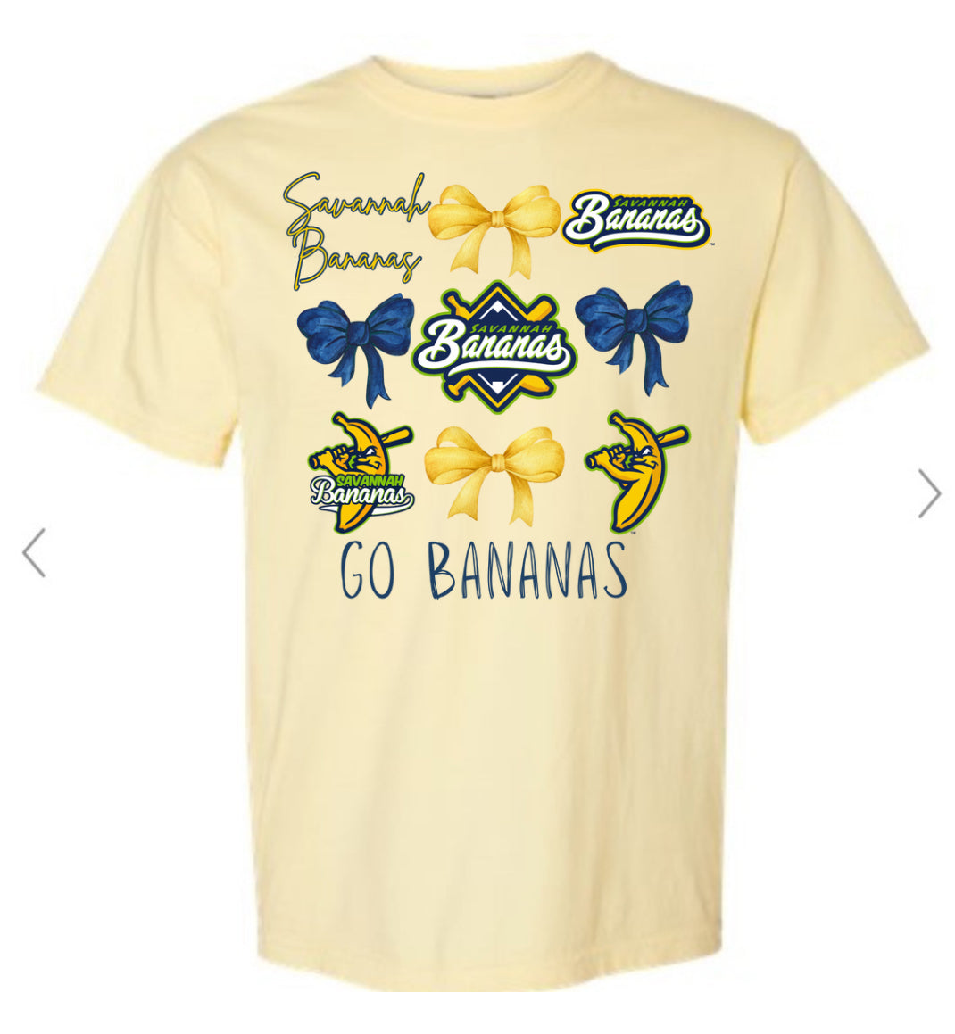 Savannah Bananas Bow Collage Yellow Tee