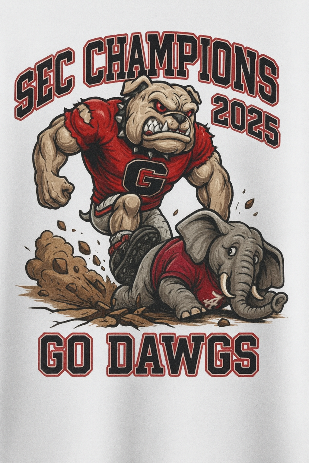 TSHIRT BAR- SEC CHAMPIONS 2025, dawg stomping elephant