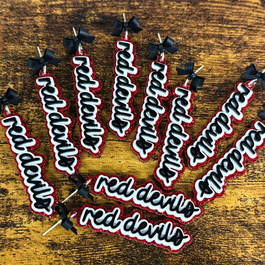 Bowdon Red Devils Bow Earrings