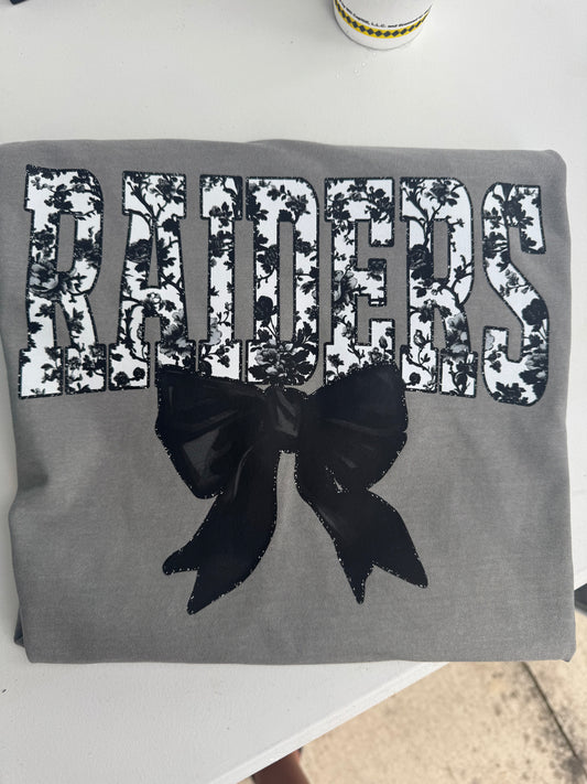 Raiders floral tolie bow on grey
