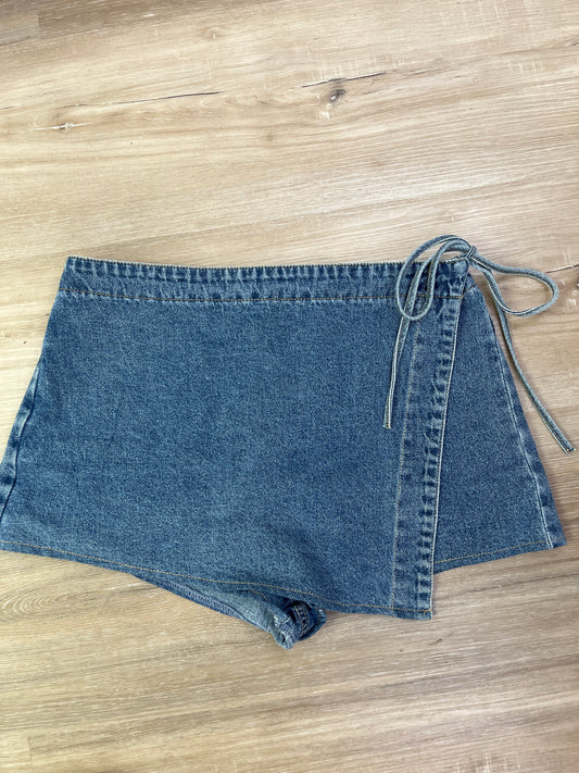 Denim Skort with Front Tie
