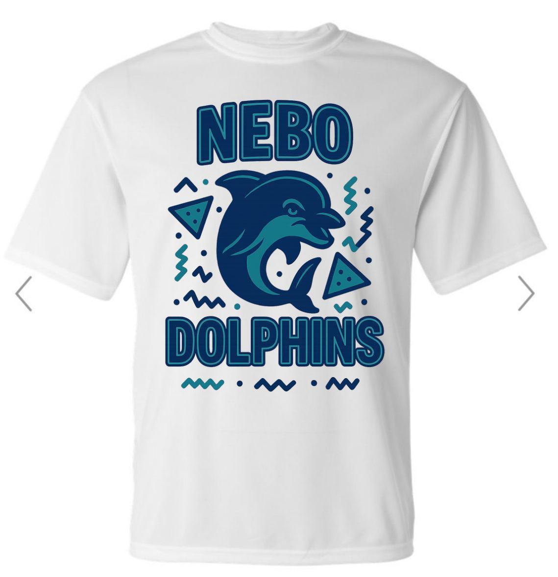 Nebo 90s retro with mascot - navy/teal on white