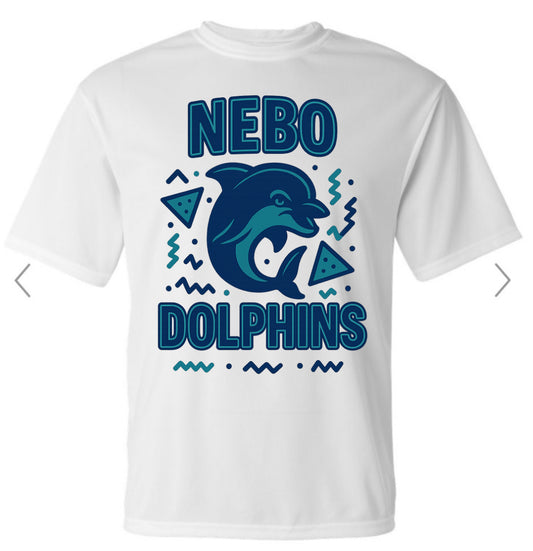 Nebo 90s retro with mascot - navy/teal on white