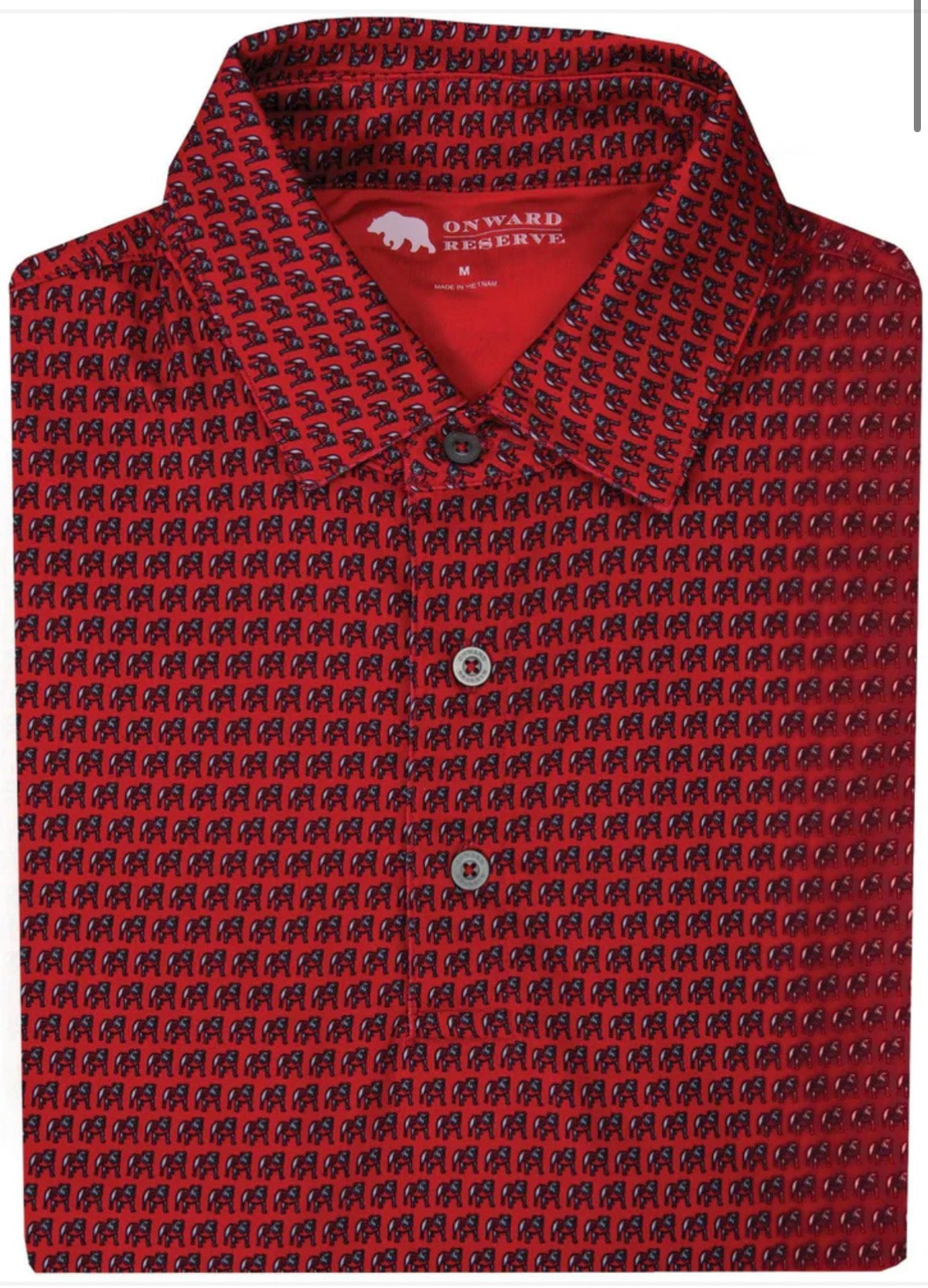 UGA Standing Bulldog Printed Performance Polo- Red