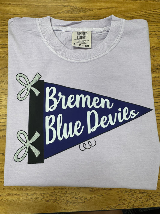 Bremen Blue Devils Pennant flag tee on light purple