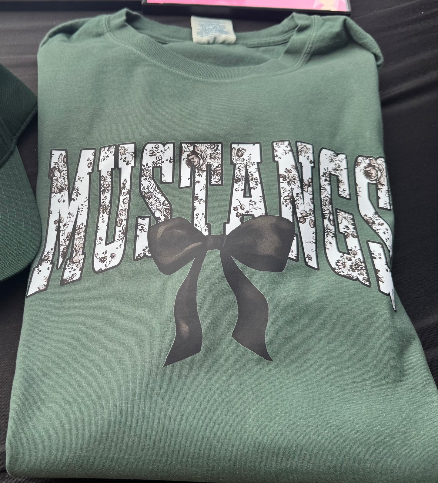 Mustangs Floral Tolie on Dark Green