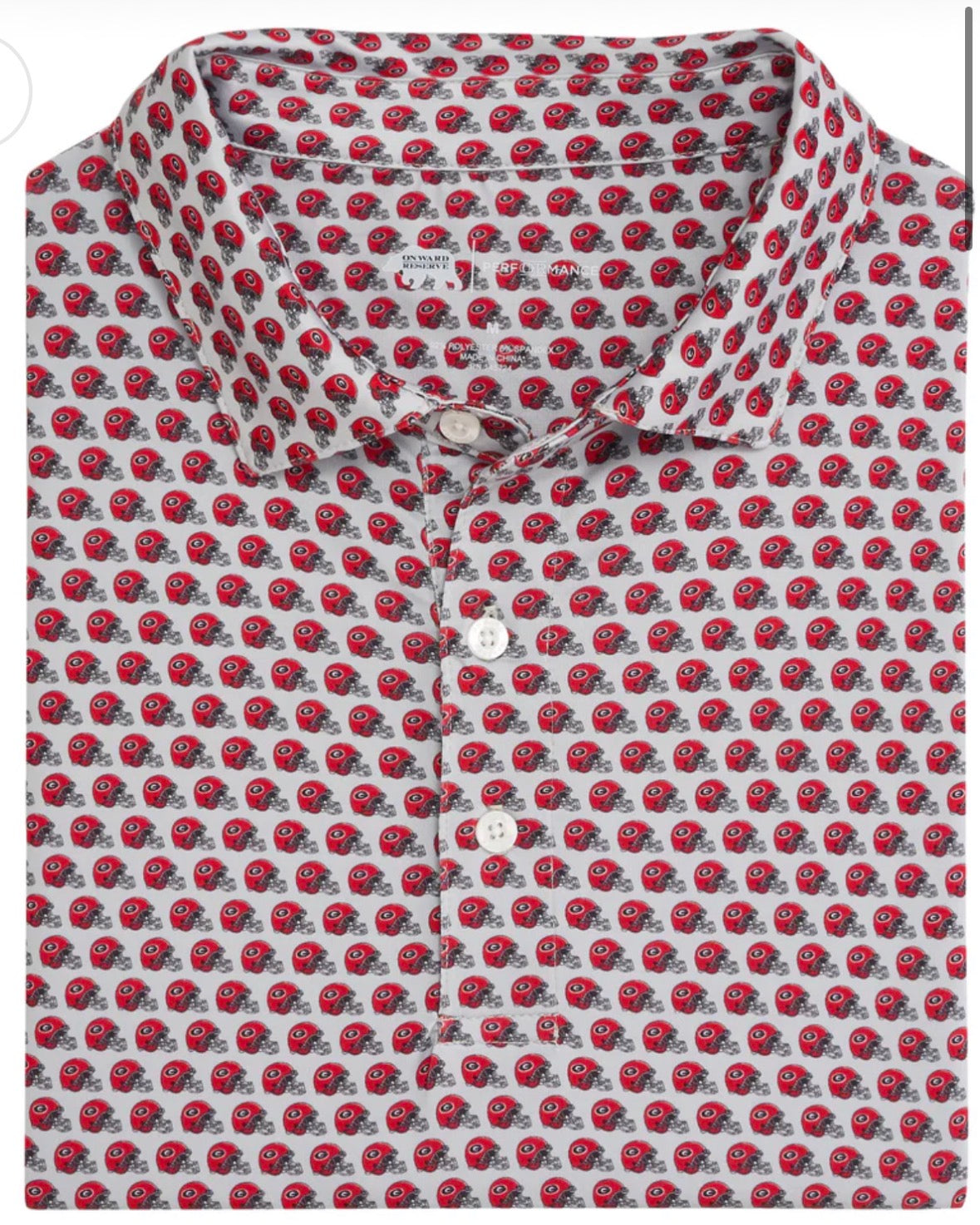 UGA Helmet Printed Performance Polos - Grey