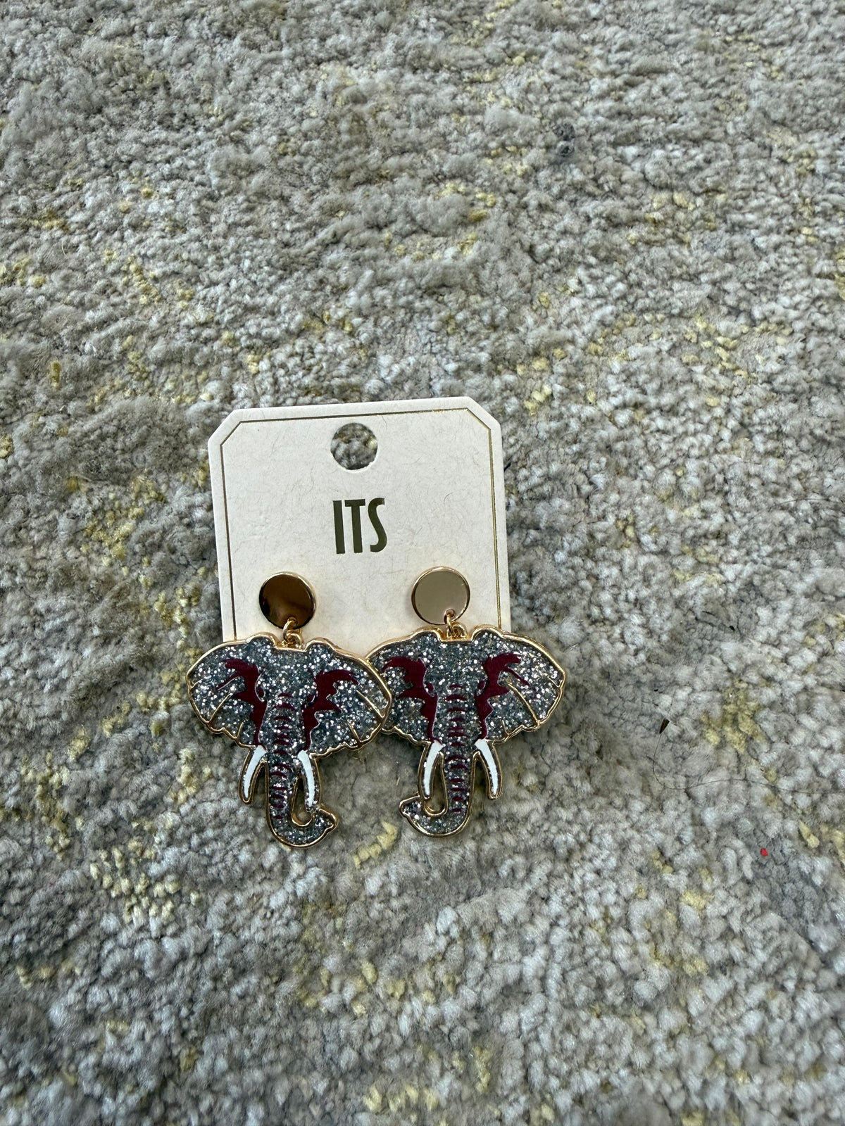 Sequin Alabama elephant earrings