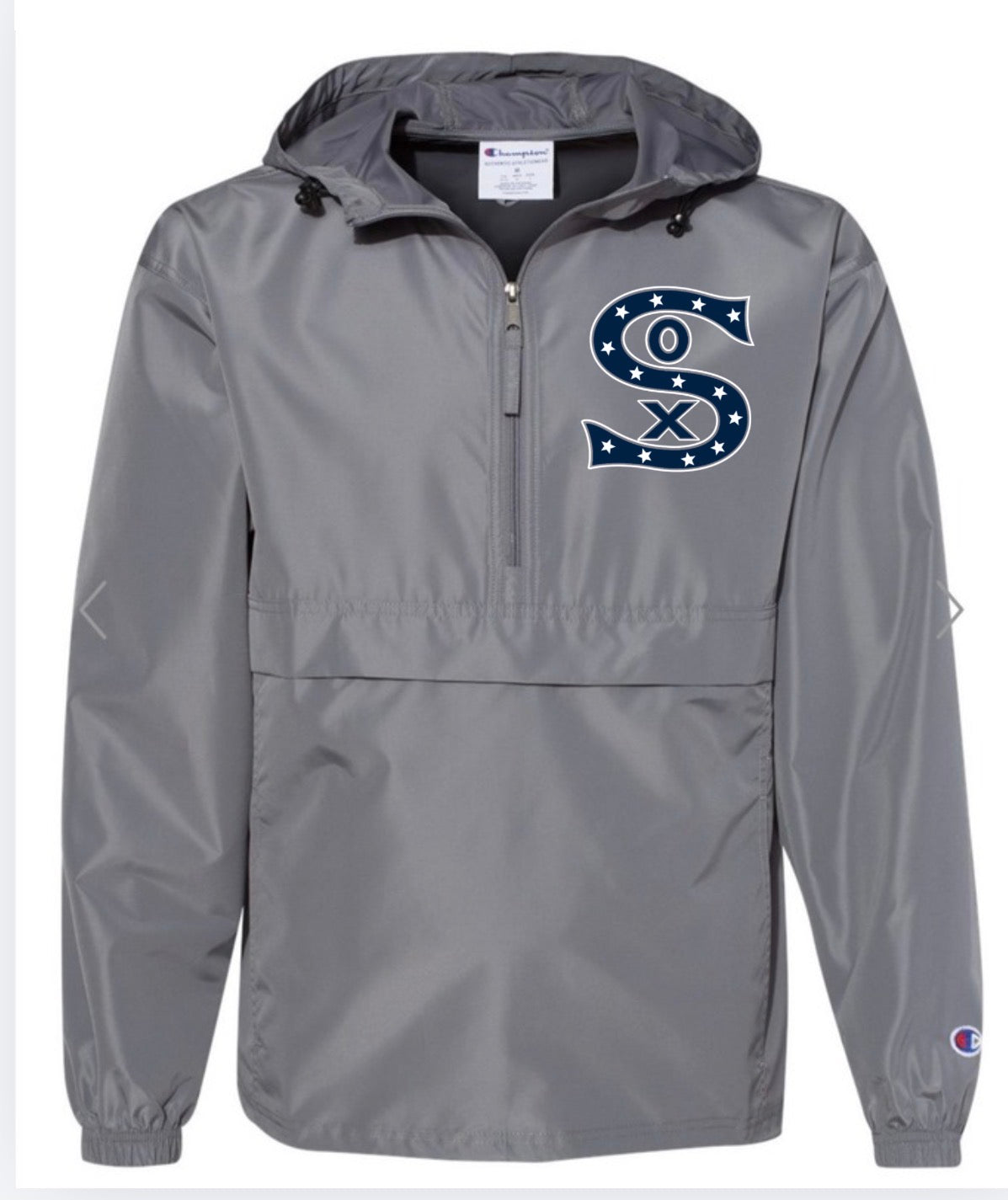 Sox logo grey windbreaker pullover (embroidered)