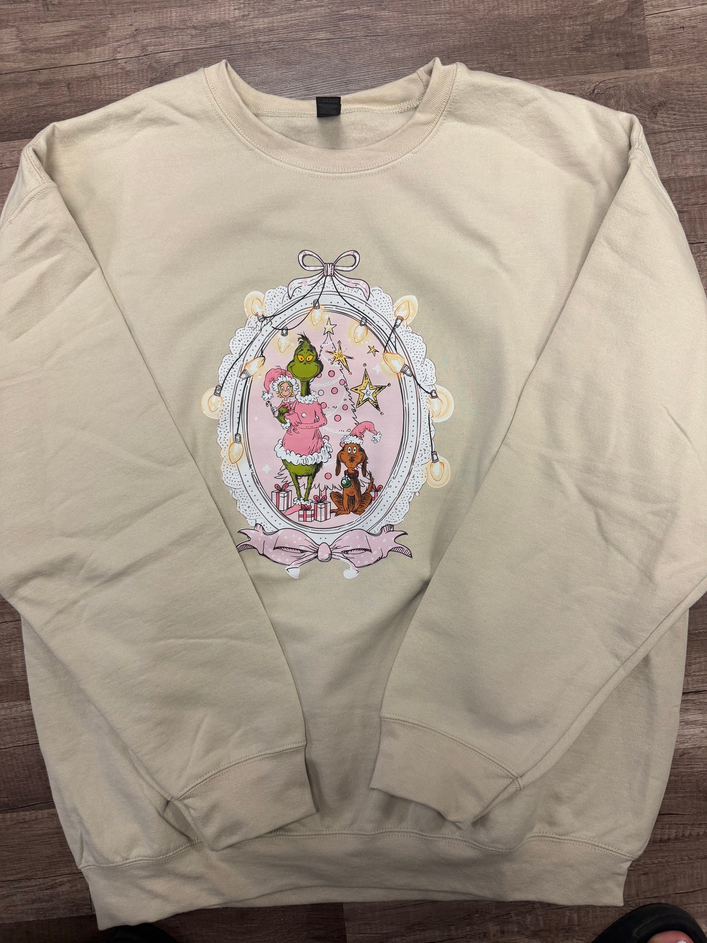 Pink Christmas Grinch and Max with Lights and Bow Short Sleeve/ Long Sleeve/ Sweatshirt