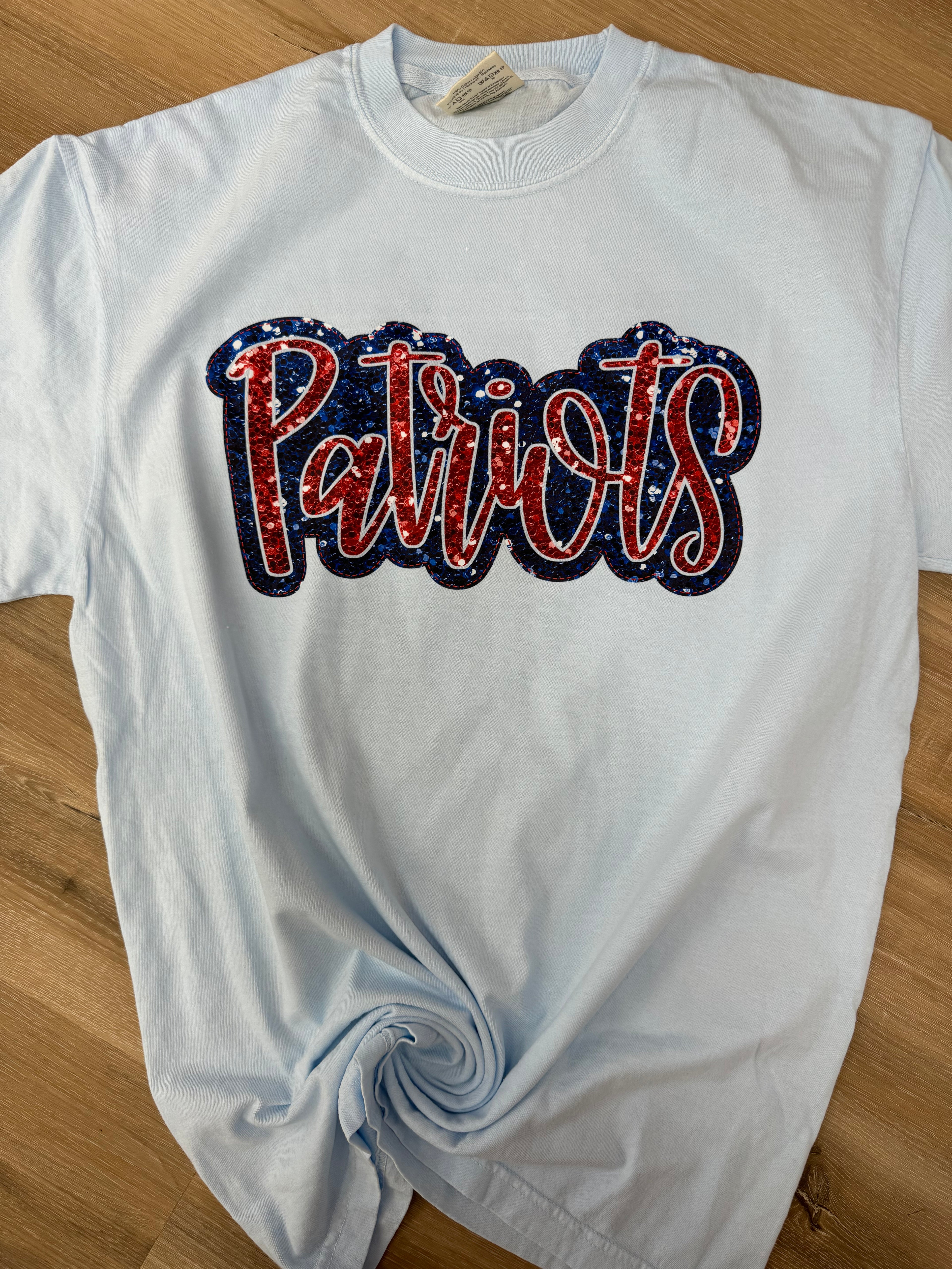 Patriots Faux Glitter Blue Tee