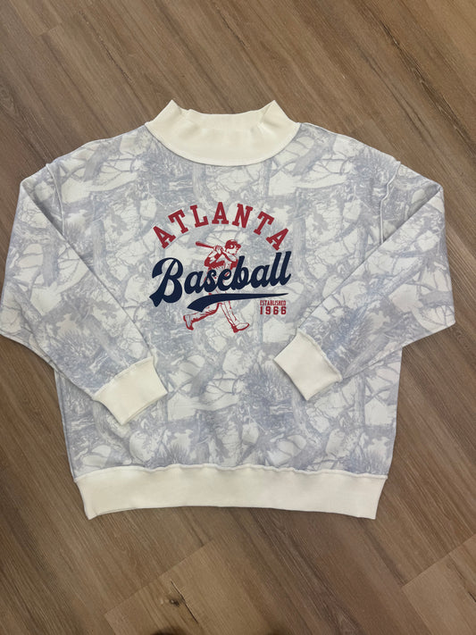 Atlanta Baseball on camo Mockneck