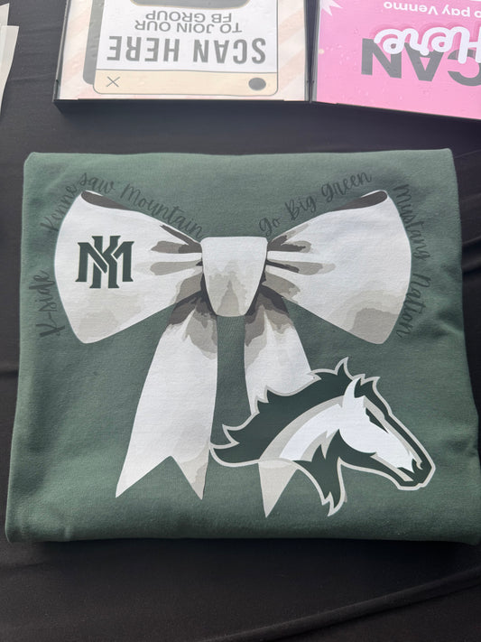 Kennesaw Mountain Mustangs Big Bow on Dark green