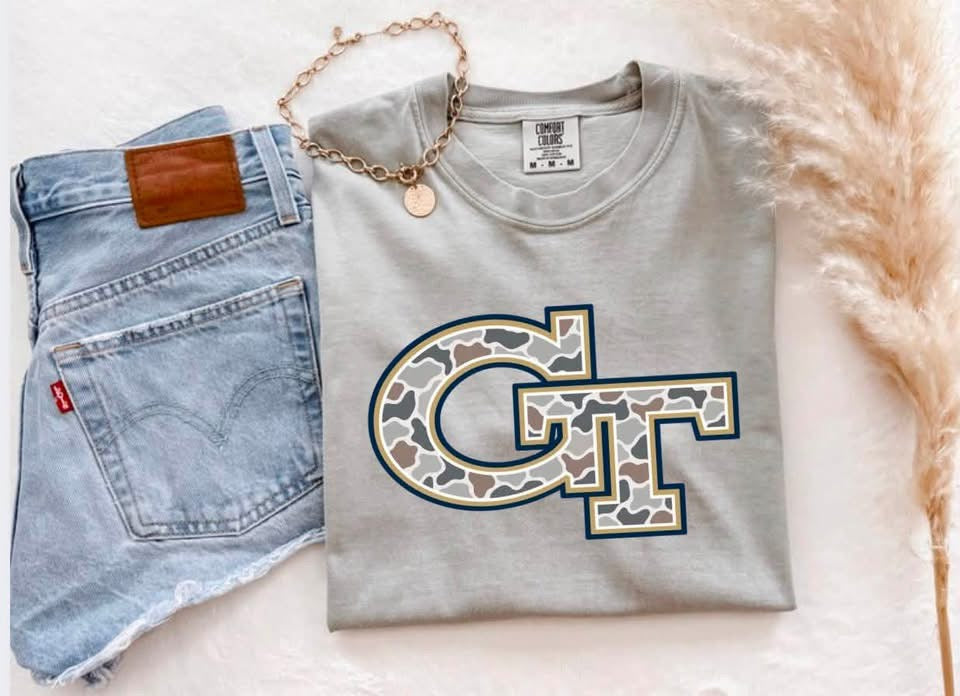 Retro Camo Georgia Tech “GT” Grey Tee