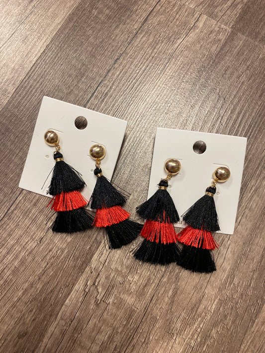 Red & Black Tassel Earring