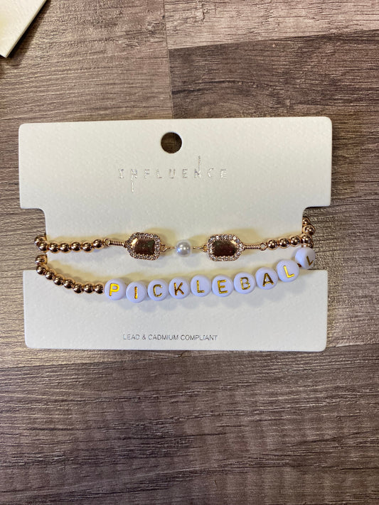 Pickleball Gold Beaded 2 Pack Bracelets