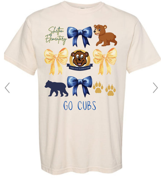 Shelton Elementary Cubs Bow Collage Tee