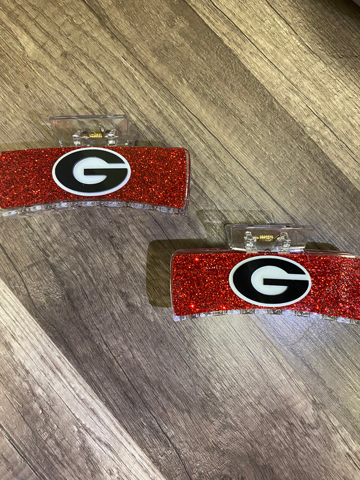 Georgia Logo Big Glitter Hair Clip