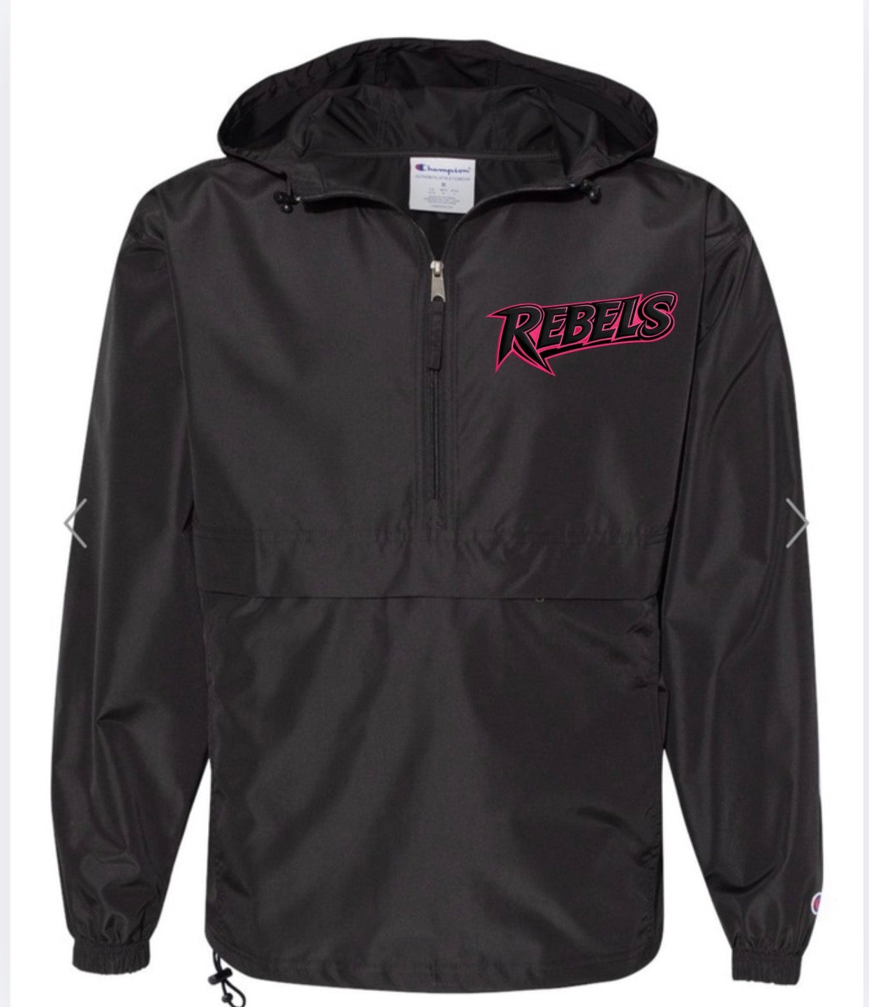 Rebels windbreaker pullover on black  (embroidered)