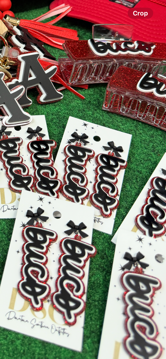 Allatoona Bucs Glitter Bow Dangles