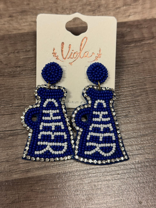 Cheer Megaphone Blue Beaded Earring