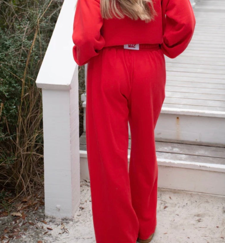 LULU MAC Terry Cloth Pant - Red