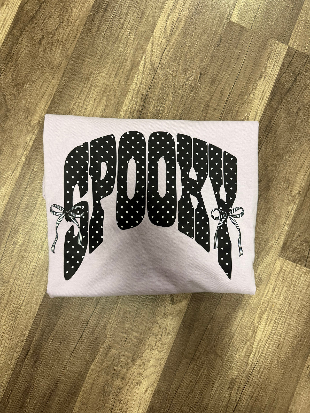 Spooky polka dot on orchid cc tee