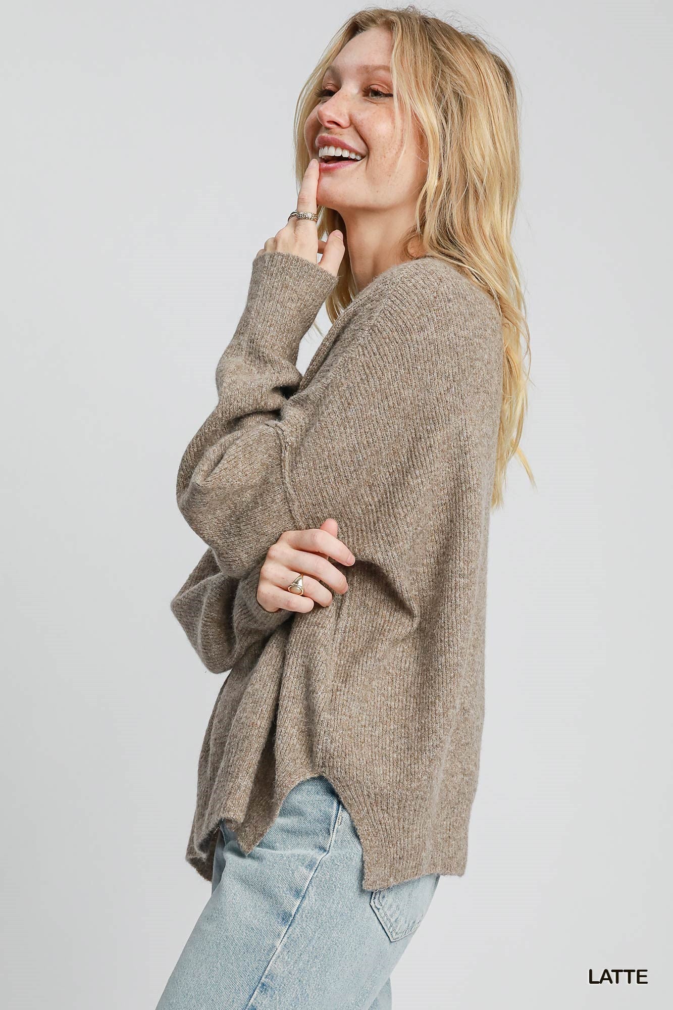 Wool Blend Loose Fit Pullover - Latte