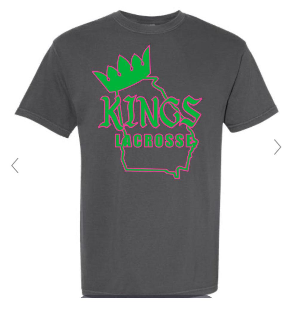 Kings Lacrosse State Outline Pepper Comfort Color Tee