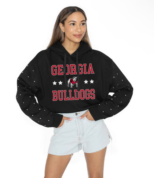 GEORGIA BULLDOGS LIKE A STAR LONG SLEEVE SCRUNCH WAISTBAND HOODIE