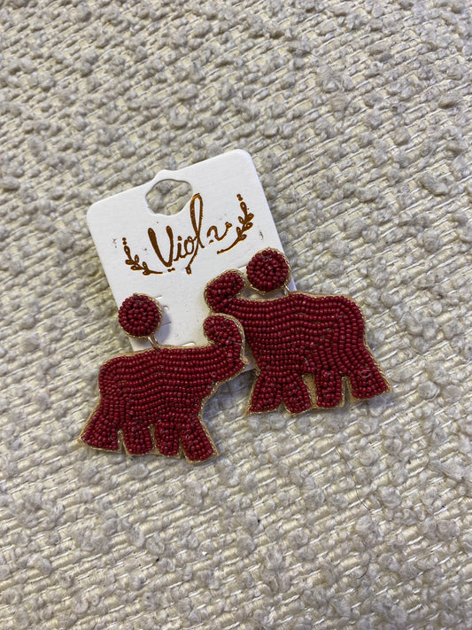 Beaded Elephant Earrings