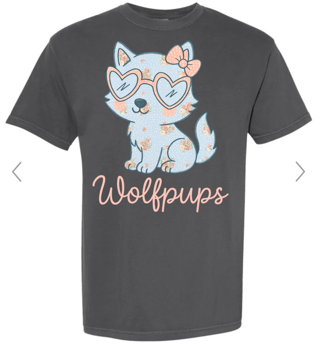 Wolfpups floral bow on charcoal