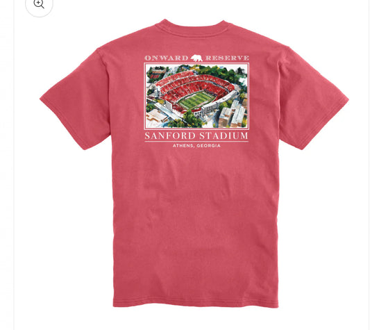 Lewis Sanford Stadium Washed Red Tee- Onward Reserve