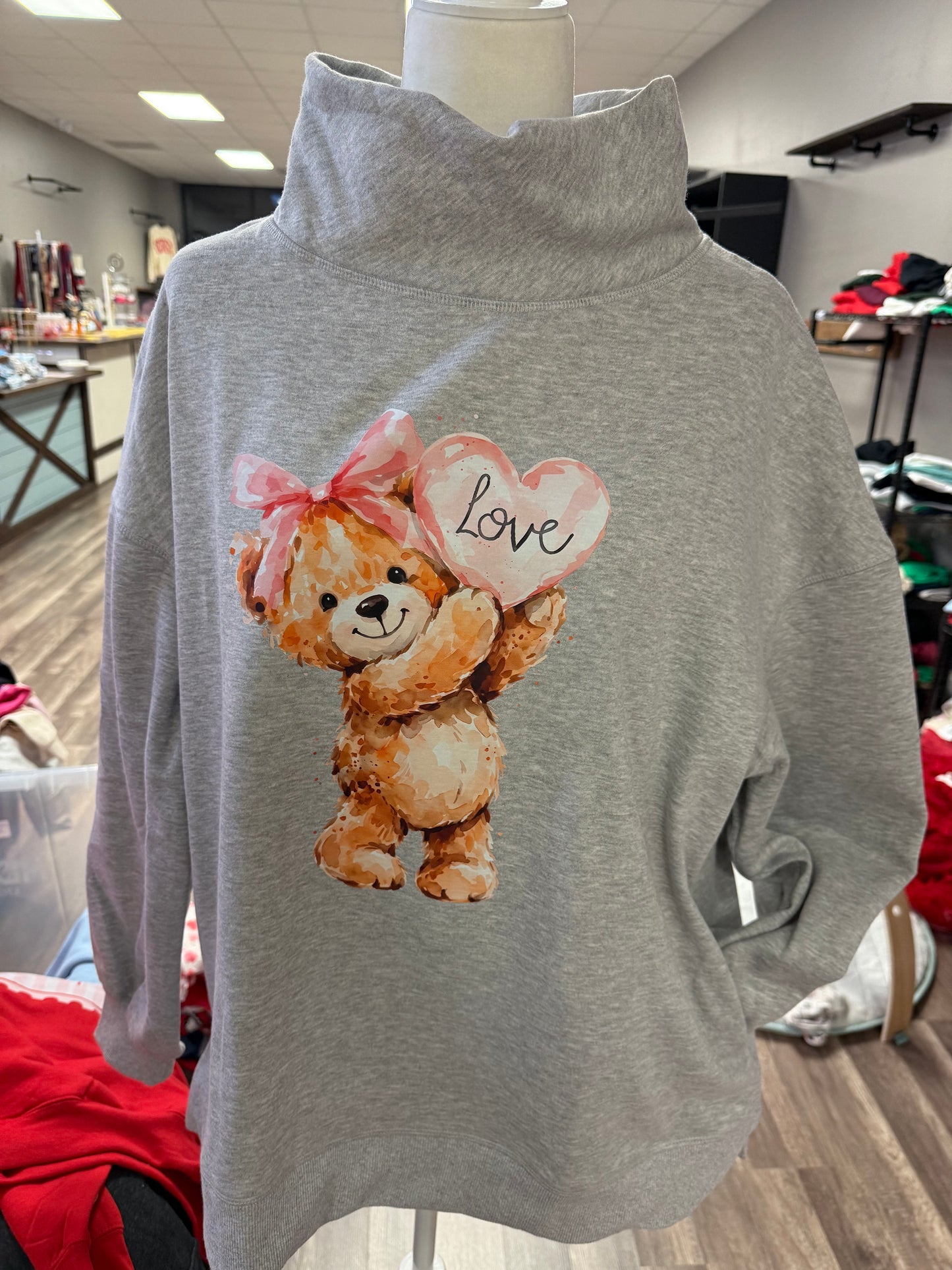 Beary Love Grey Mockneck