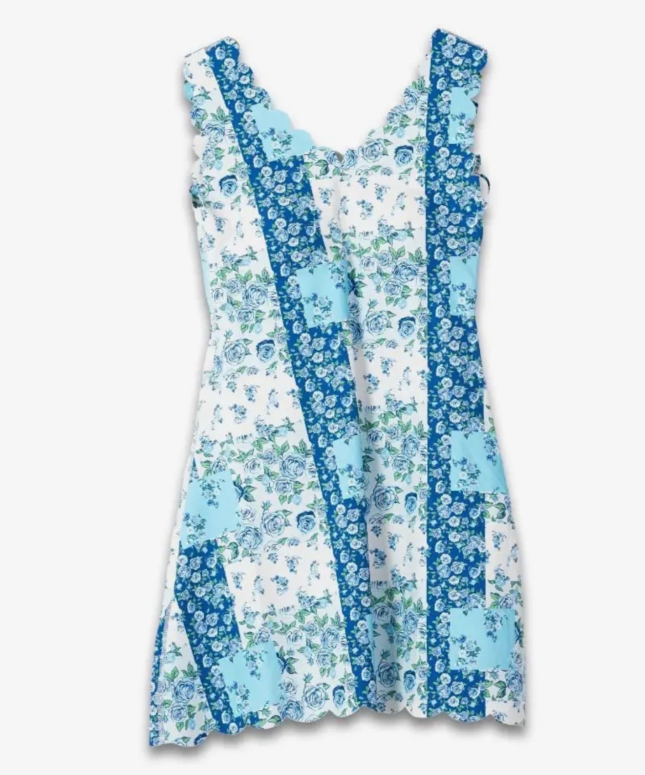 Blue floral scalloped tennis dress