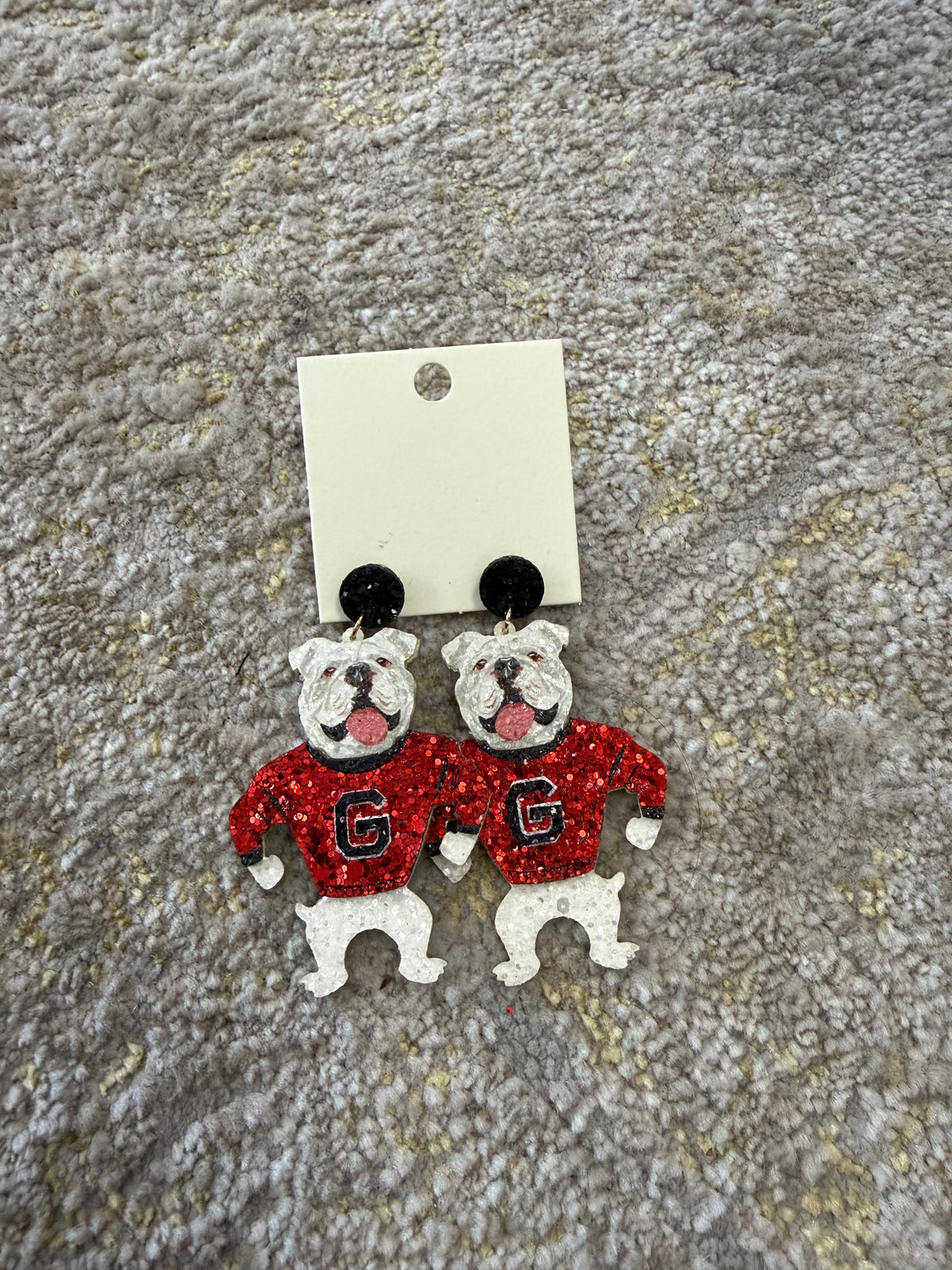 Standing bulldog dangle earrings