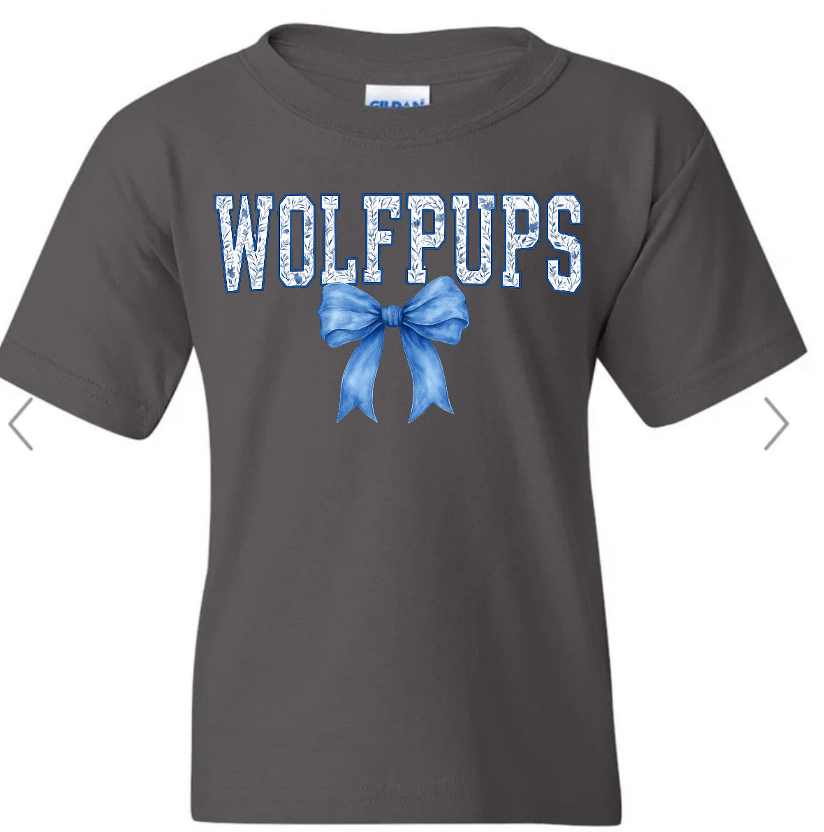 Burnt Hickory Wolfpups Floral Tolie On Charcoal