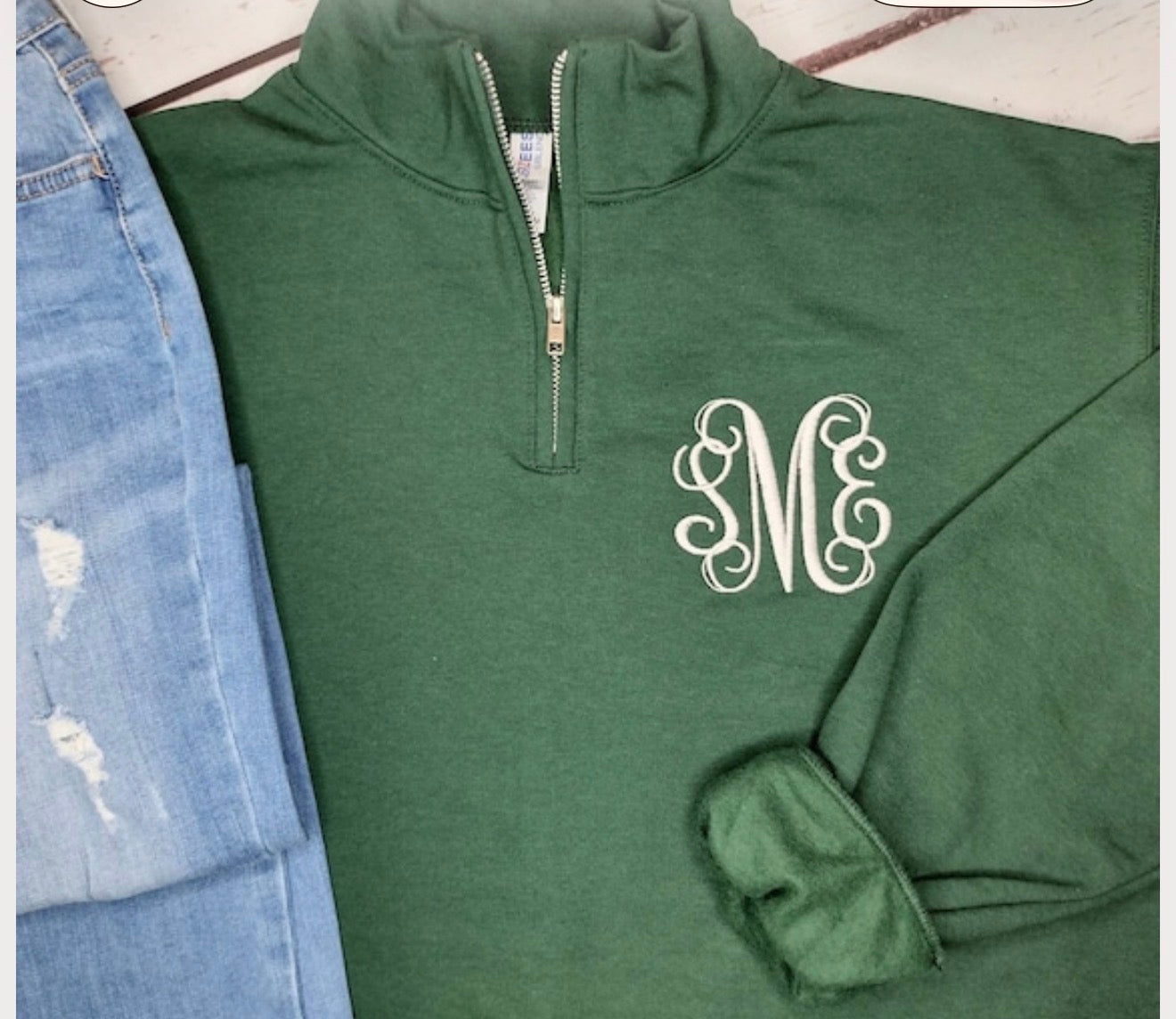 QUARTER ZIPS - monogram script embroidered