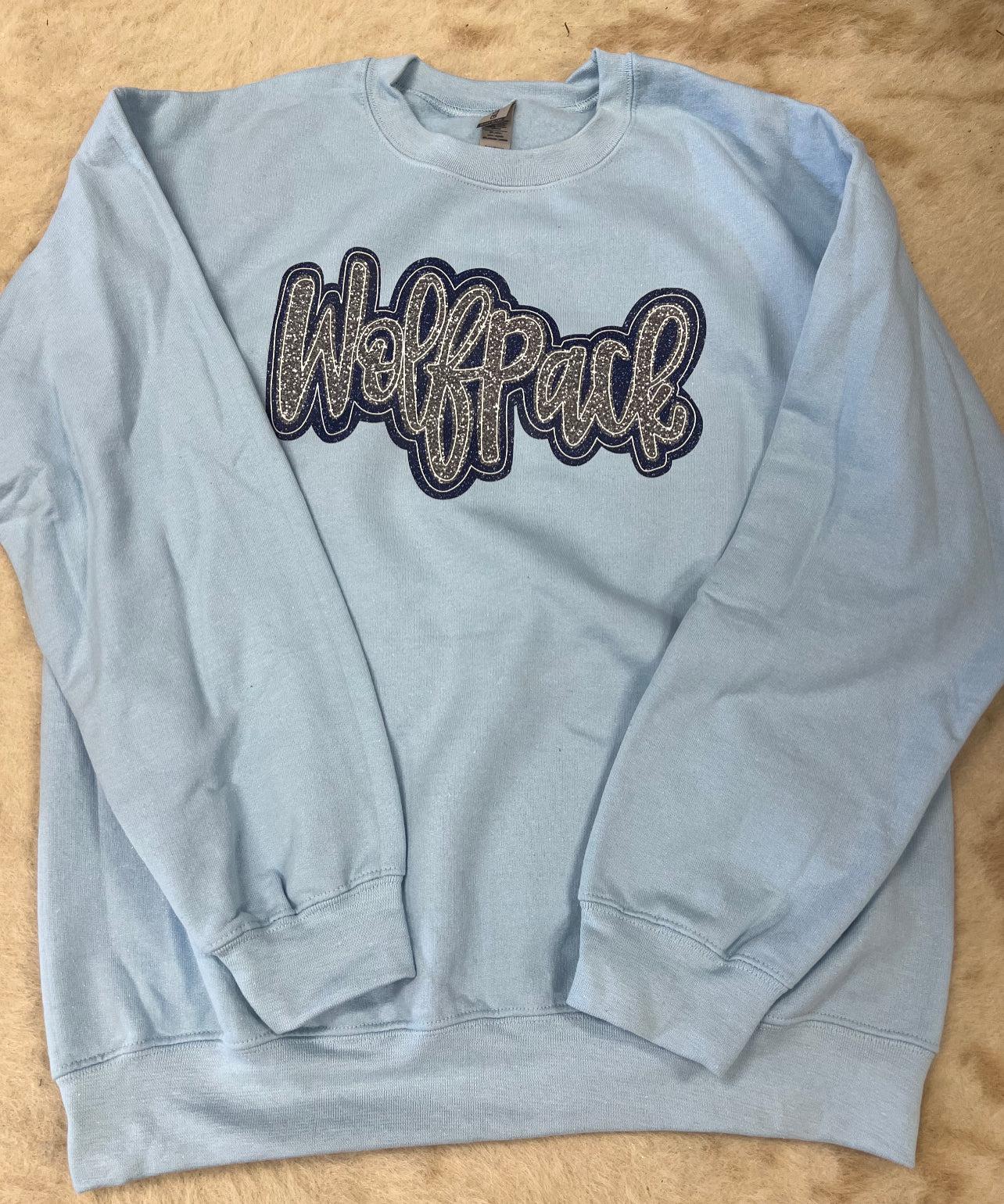 Wolfpack cursive faux glitter sweatshirt
