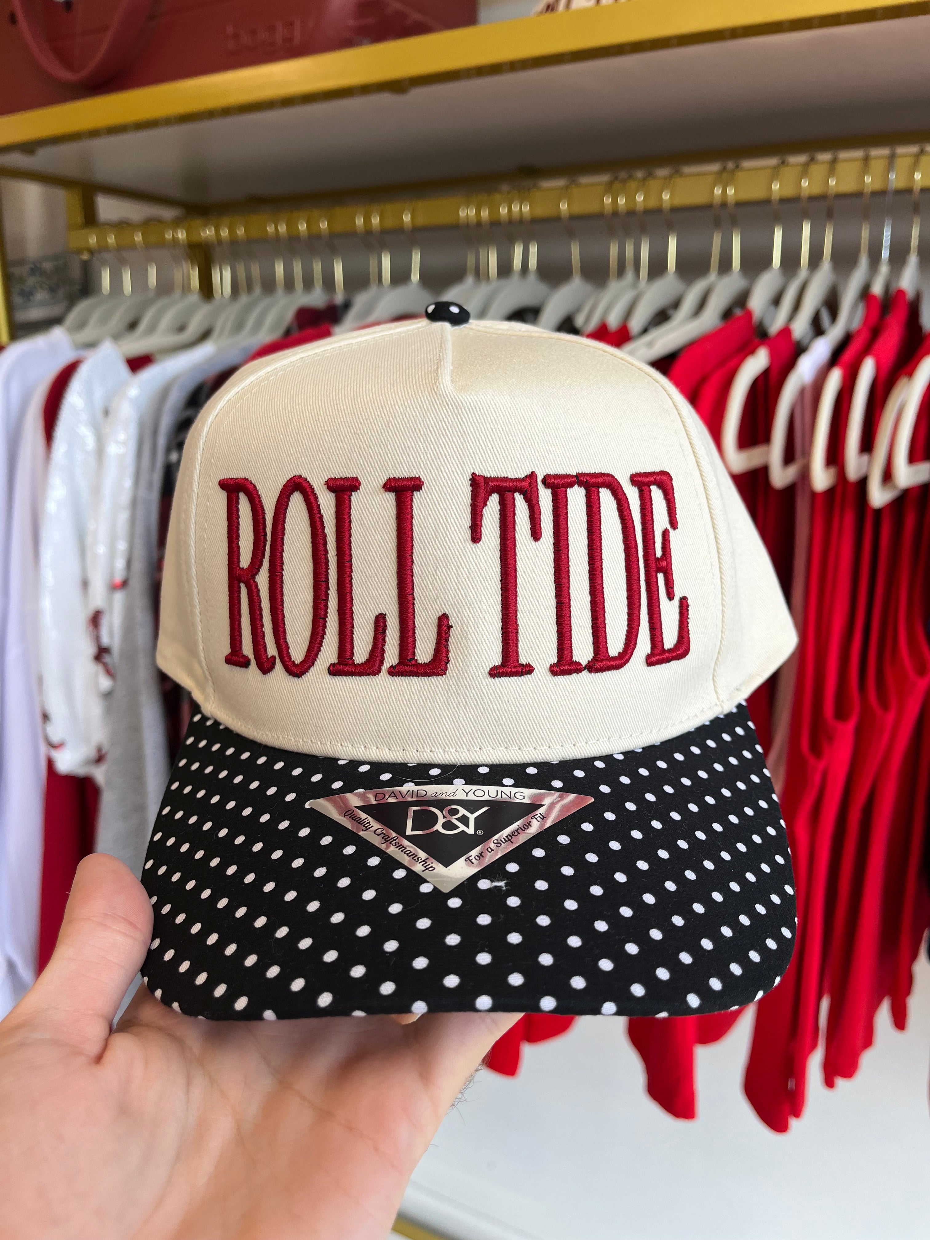 ROLL TIDE polka dot embroidered hat