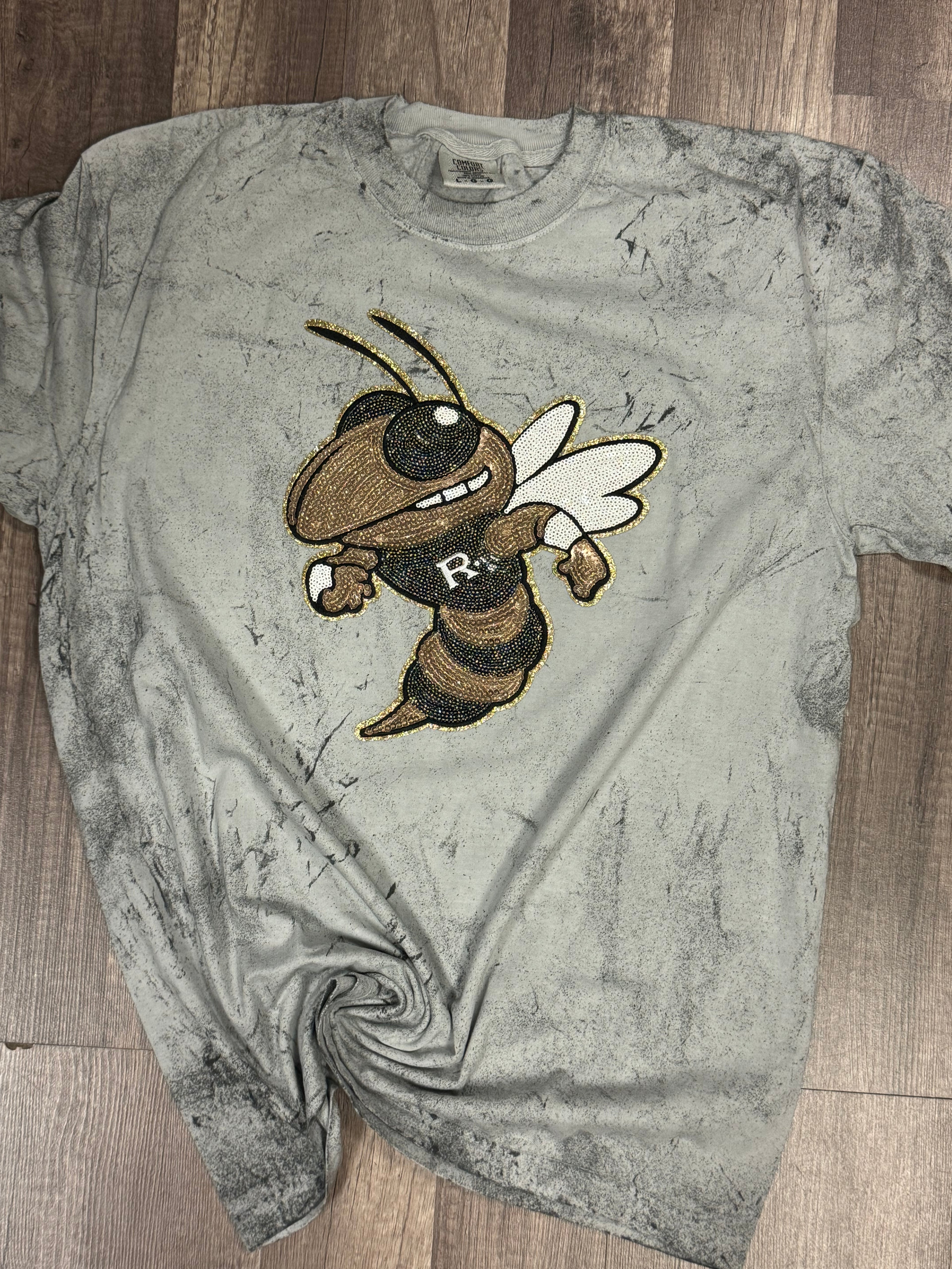 Rockmart Yellow Jacket Sequin PRESSED Patch Tee