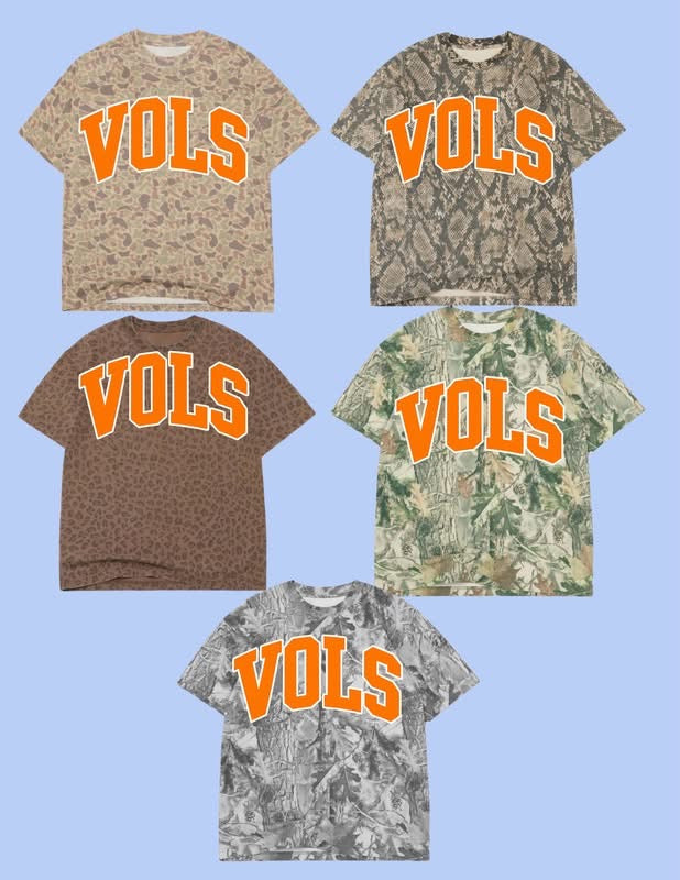 VOLS varsity arch tee- white outline, orange fill