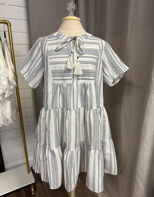 Washed Striped Linen Dress