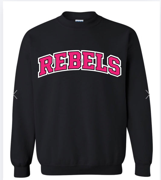 Rebels varsity arch on black
