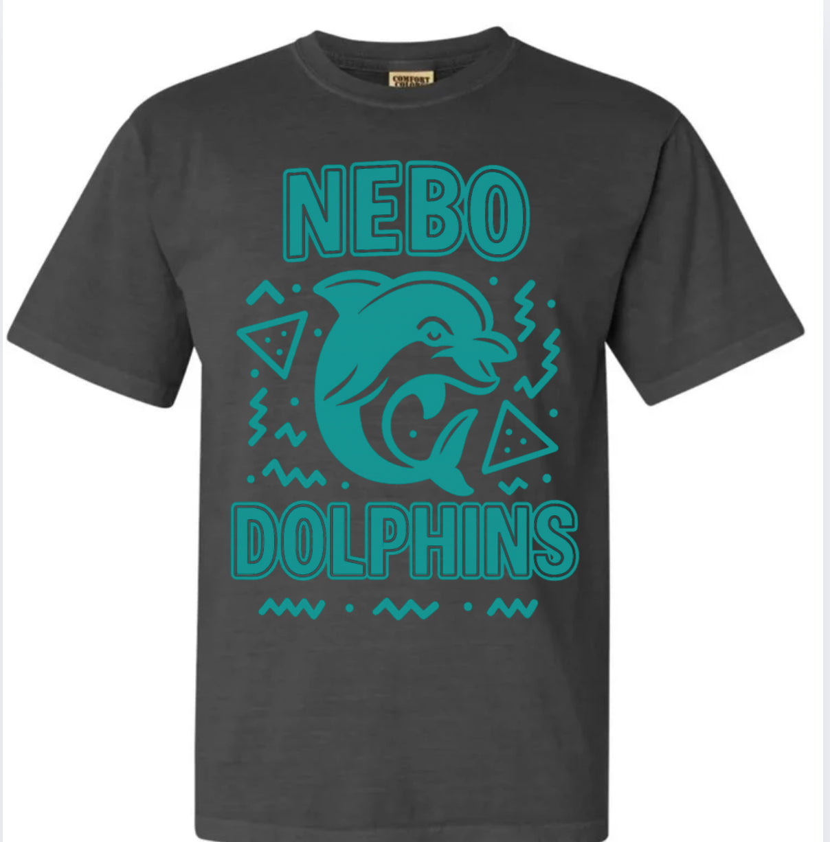 ADULT Nebo Dolphins 90s Retro Teal on Grey