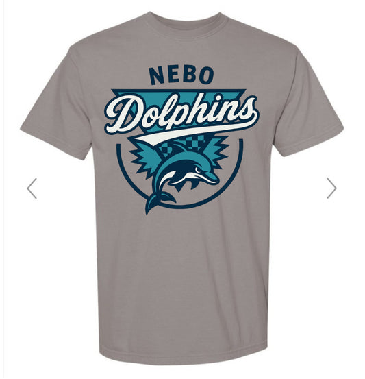 Nebo Dolphins Retro Vintage Logo on grey