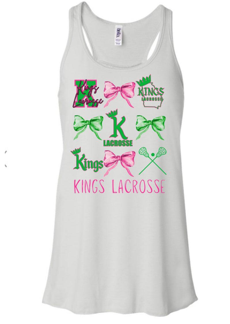 Kings Lacrosse Bow Collage White Flowy Racerback Bella Canvas Women’s