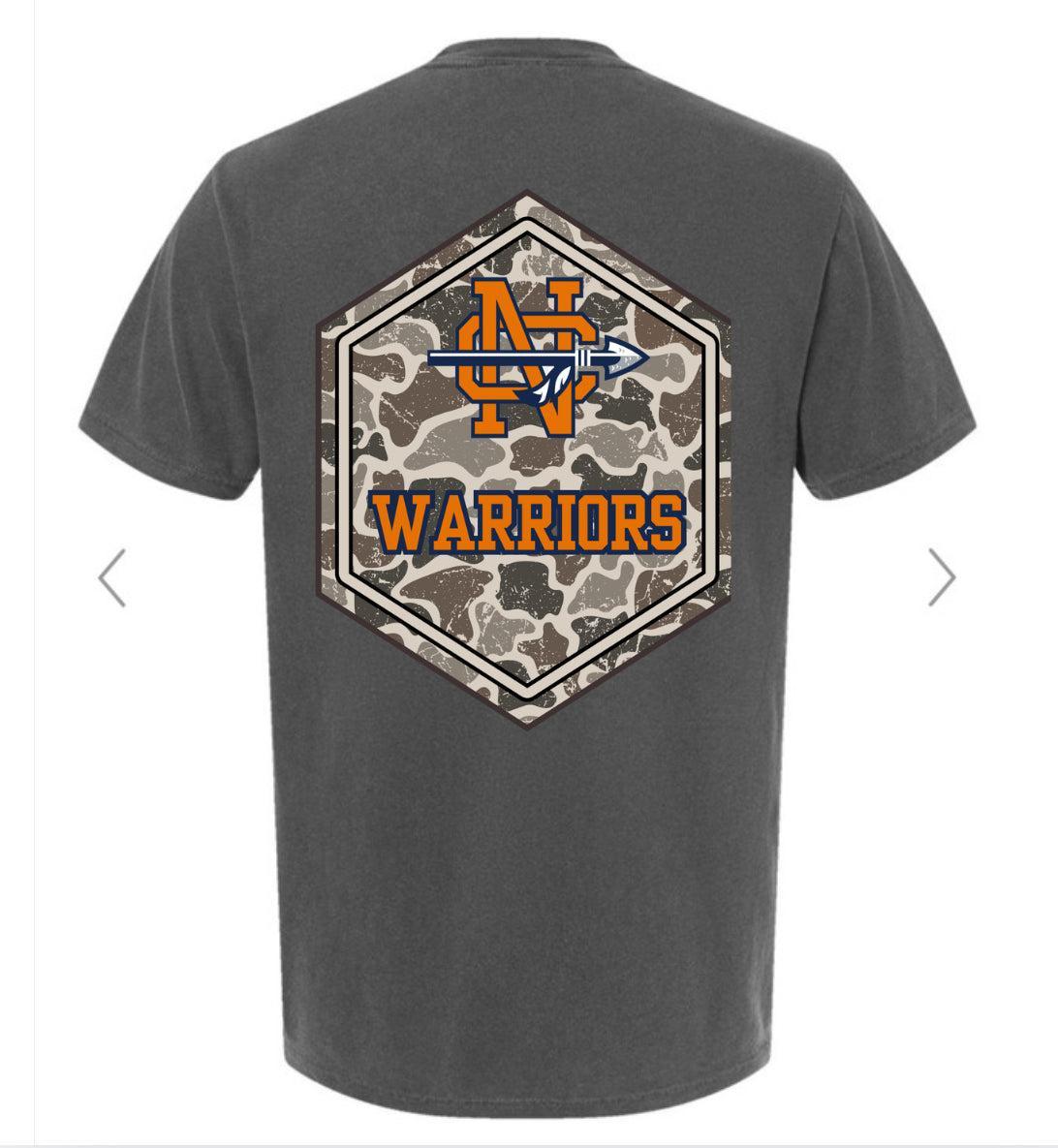 North Cobb Warriors Camo Design (pocket tee on the front, big logo on back)