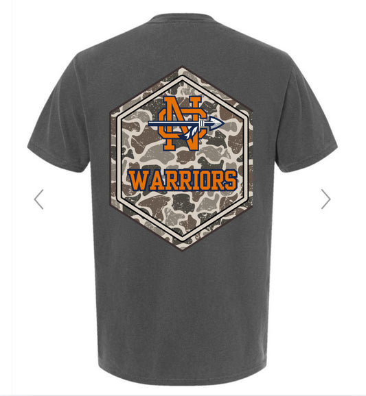 North Cobb Warriors Camo Design (pocket tee on the front, big logo on back)